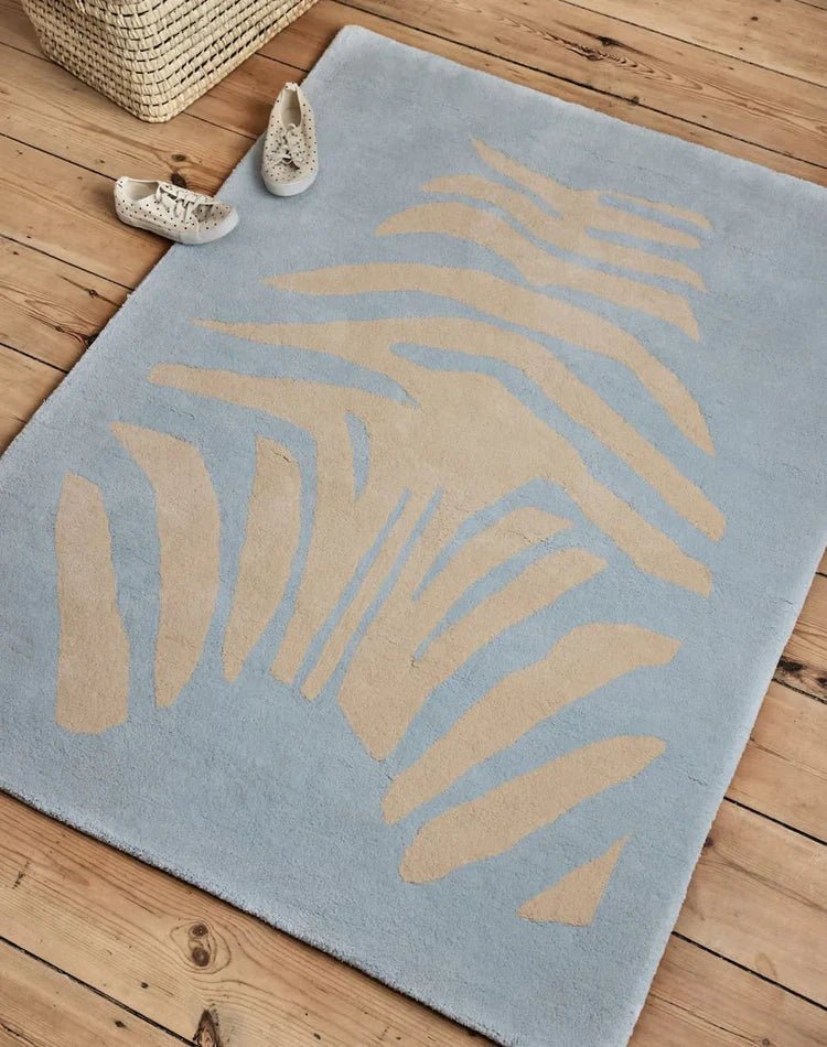 BLEUU-STUDIO-Tapis Enfant Zebre Bleu 120 x 170 Cm
