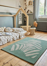 BLEUU-STUDIO-Tapis Enfant Zebre Vert 100 x 130 Cm