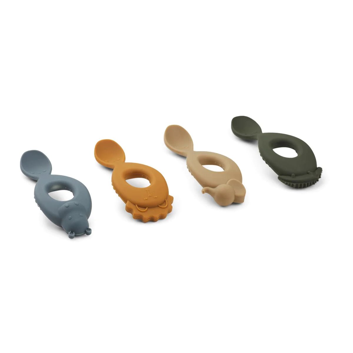 LIEWOOD-Lot De 4 Cuillères En Silicone Liva - Safari Blue Multi Mix