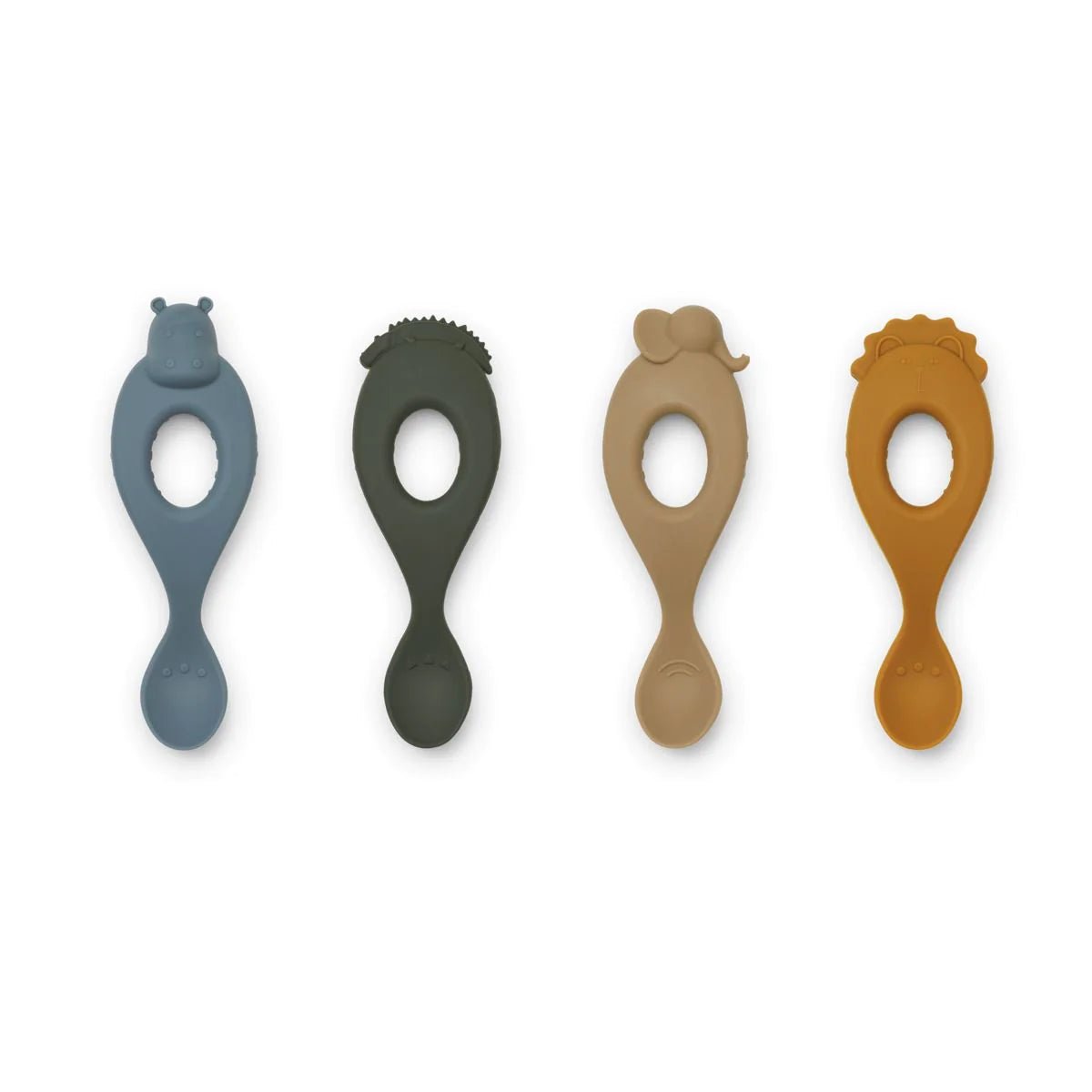 LIEWOOD-Lot De 4 Cuillères En Silicone Liva - Safari Blue Multi Mix