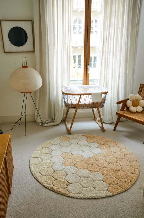LORENA CANALS-Tapis Lavable Rond Nid D'abeille Doré