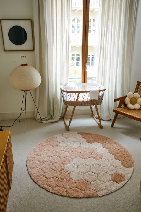 LORENA CANALS-Tapis Lavable Rond Nid D'abeille Rose