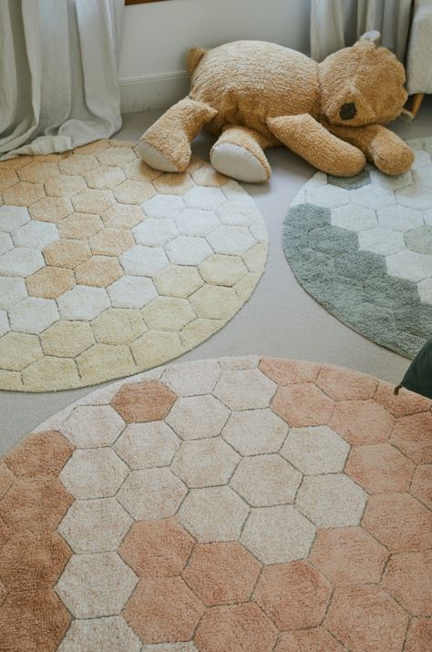 LORENA CANALS-Tapis Lavable Rond Nid D'abeille Rose