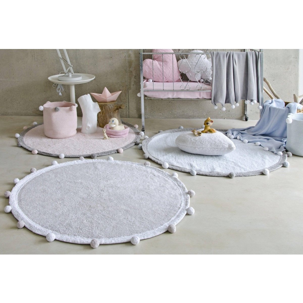 LORENA CANALS-Tapis Lavable Rug Bubbly Light Grey Ø120 Cm