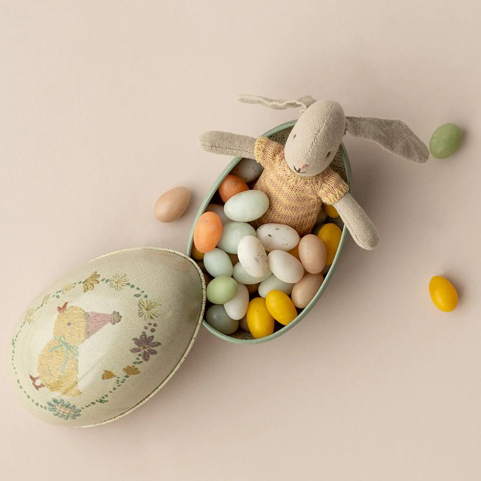 MAILEG-Peluche Lapin, Mini - Poudre Avec Œuf De Pâques Petit Taille