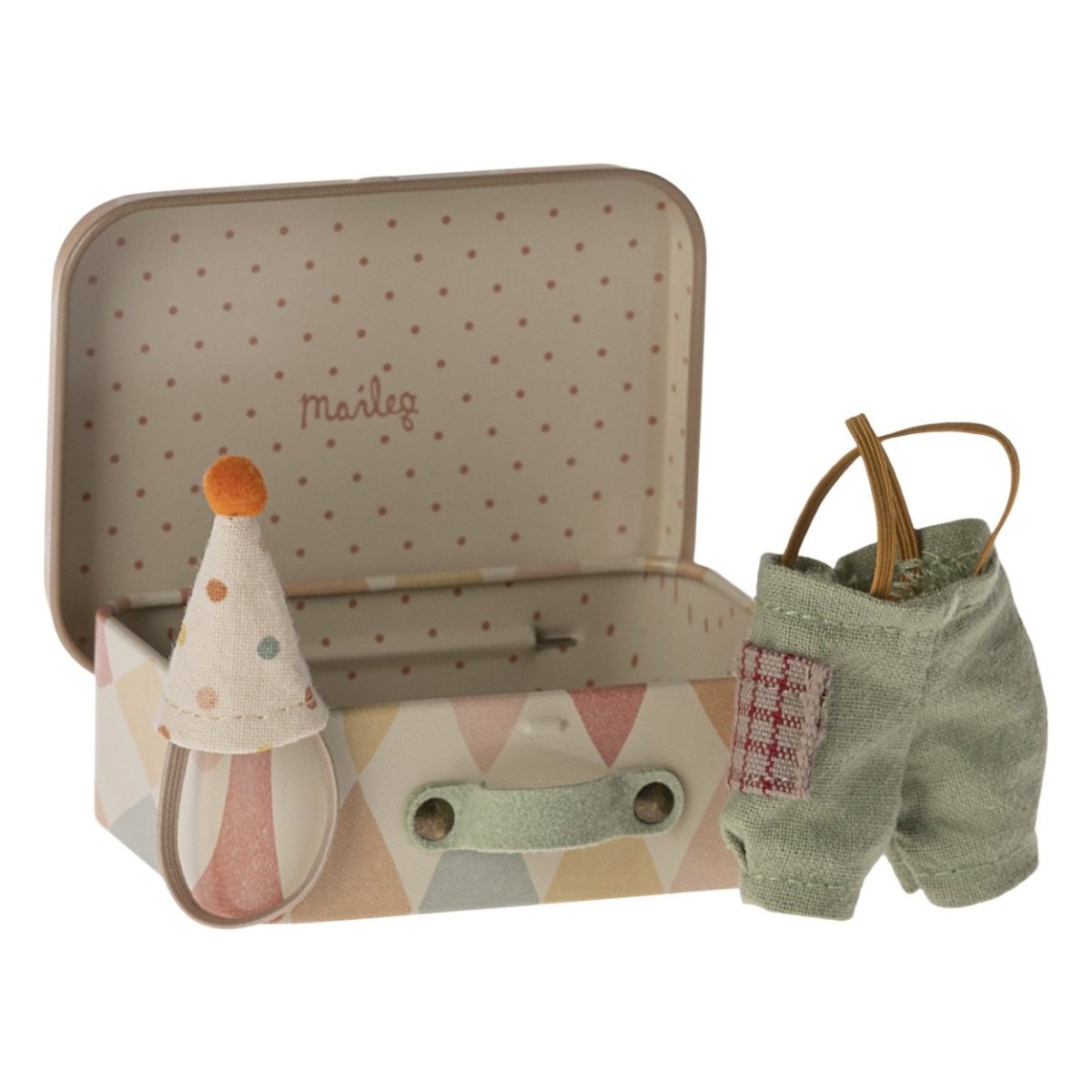 MAILEG-Tenue De Clown Et Sa Valisette, Petit Frère Souris Maileg