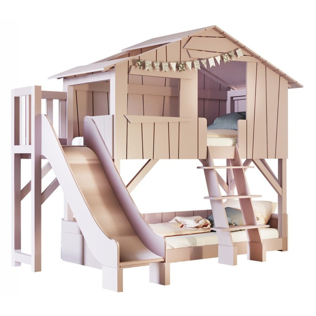 MATHY BY BOLS-Lit Cabane Superposé & Toboggan Plate-forme 90 x 190 cm (MDF+SAPIN)