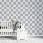 MUNKS & ME-Papier Peint Chambre Enfant à Motif Répété - À Carreaux Billys | Bleu
