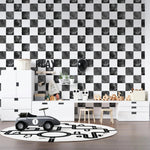 MUNKS & ME-Papier Peint Chambre Enfant à Motif Répété - À Carreaux Billys | Noir