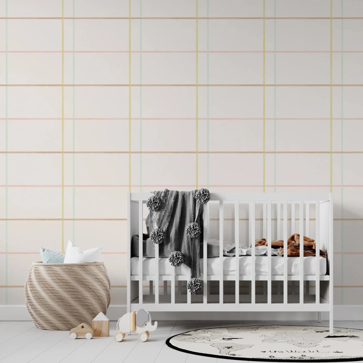MUNKS & ME-Papier Peint Chambre Enfant à Motif Répété - À Carreaux Celia