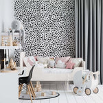 MUNKS & ME-Papier Peint Chambre Enfant à Motif Répété - À Pois Dalmatien | Noir