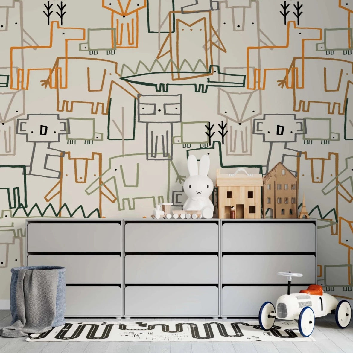 MUNKS & ME-Papier Peint Chambre Enfant à Motif Répété - Animal Elijahs