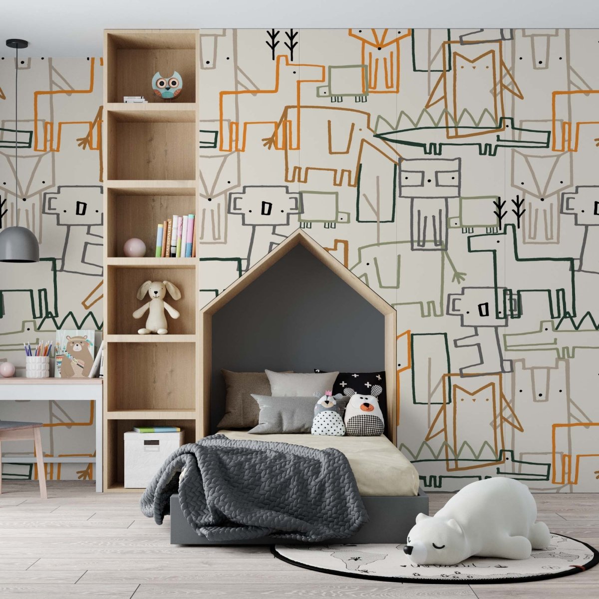 MUNKS & ME-Papier Peint Chambre Enfant à Motif Répété - Animal Elijahs