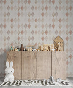 MUNKS & ME-Papier Peint Chambre Enfant à Motif Répété - Aquarelle Harlequin | Rose