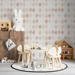 MUNKS & ME-Papier Peint Chambre Enfant à Motif Répété - Aquarelle Harlequin | Rose