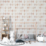 MUNKS & ME-Papier Peint Chambre Enfant à Motif Répété - Aquarelle Harlequin | Rose