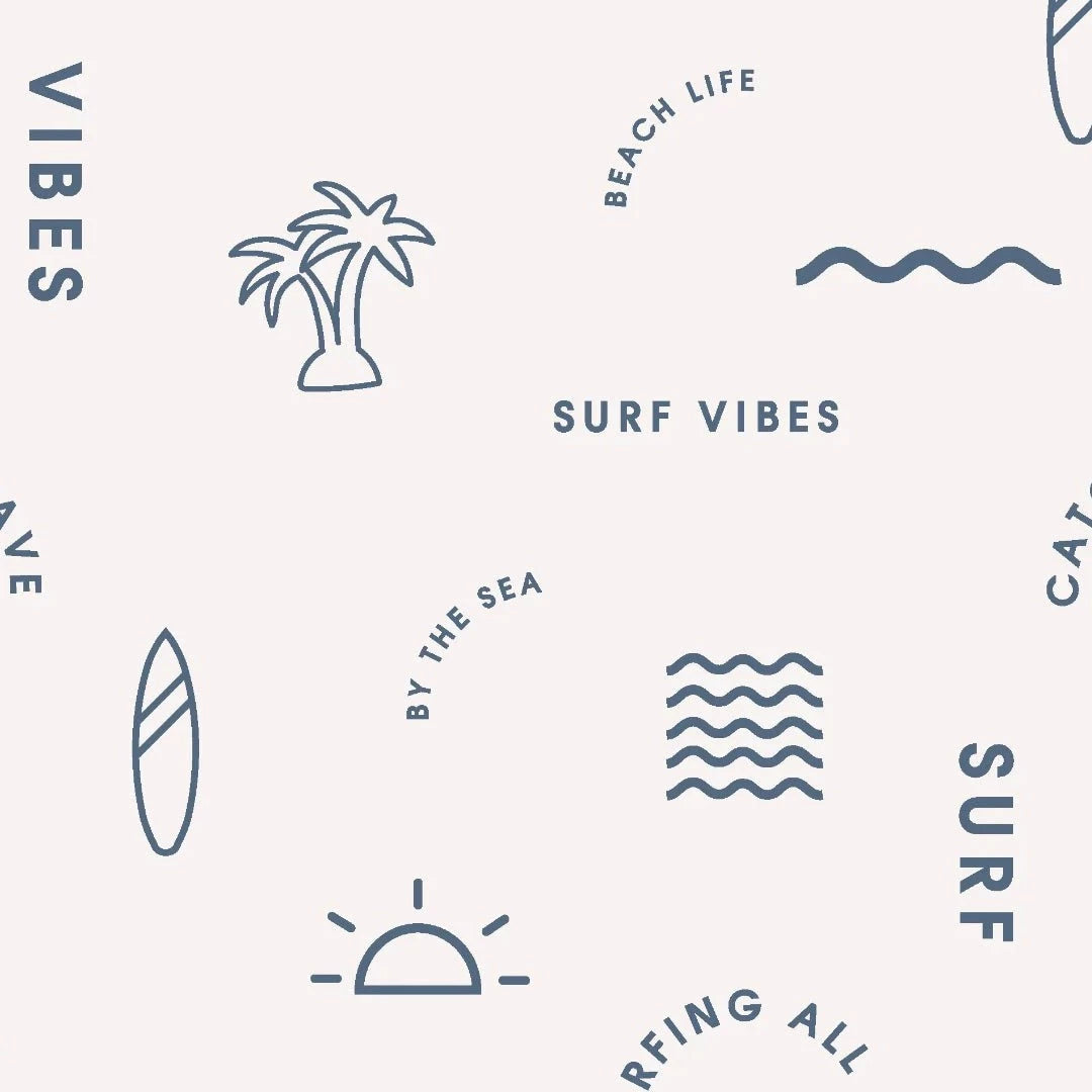 MUNKS & ME-Papier Peint Chambre Enfant à Motif Répété - Beach Vibes | Bleu