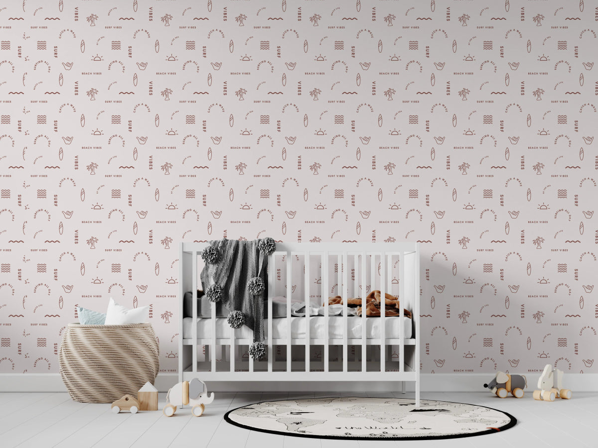 MUNKS & ME-Papier Peint Chambre Enfant à Motif Répété - Beach Vibes | Rouiller