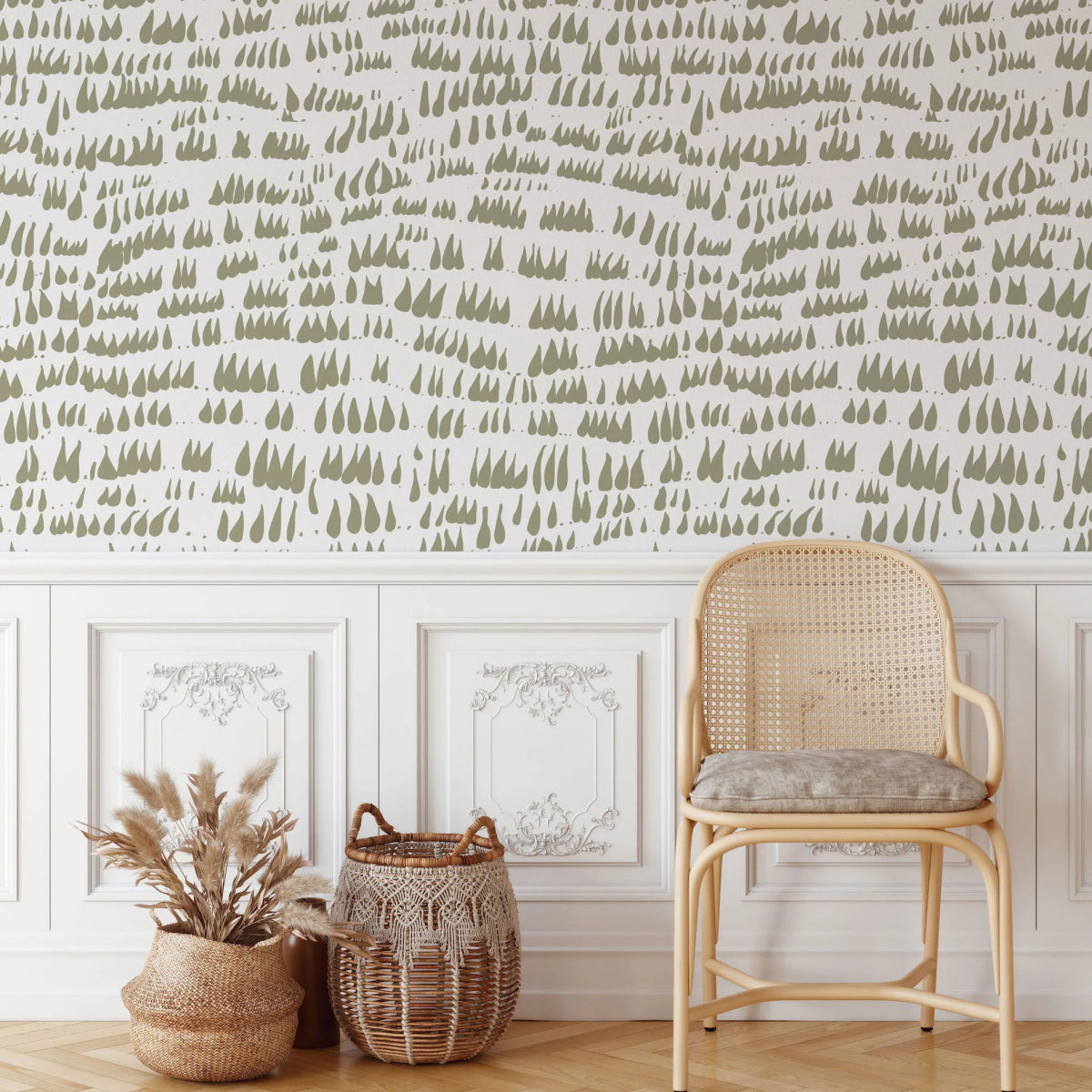 MUNKS & ME-Papier Peint Chambre Enfant à Motif Répété - Daphné Laisse Tomber - Olive