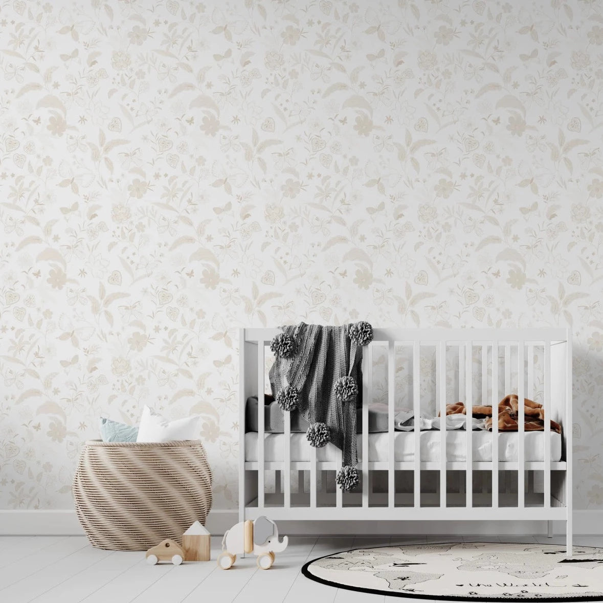 MUNKS & ME-Papier Peint Chambre Enfant à Motif Répété - De Jardin De Papillons | Neutre