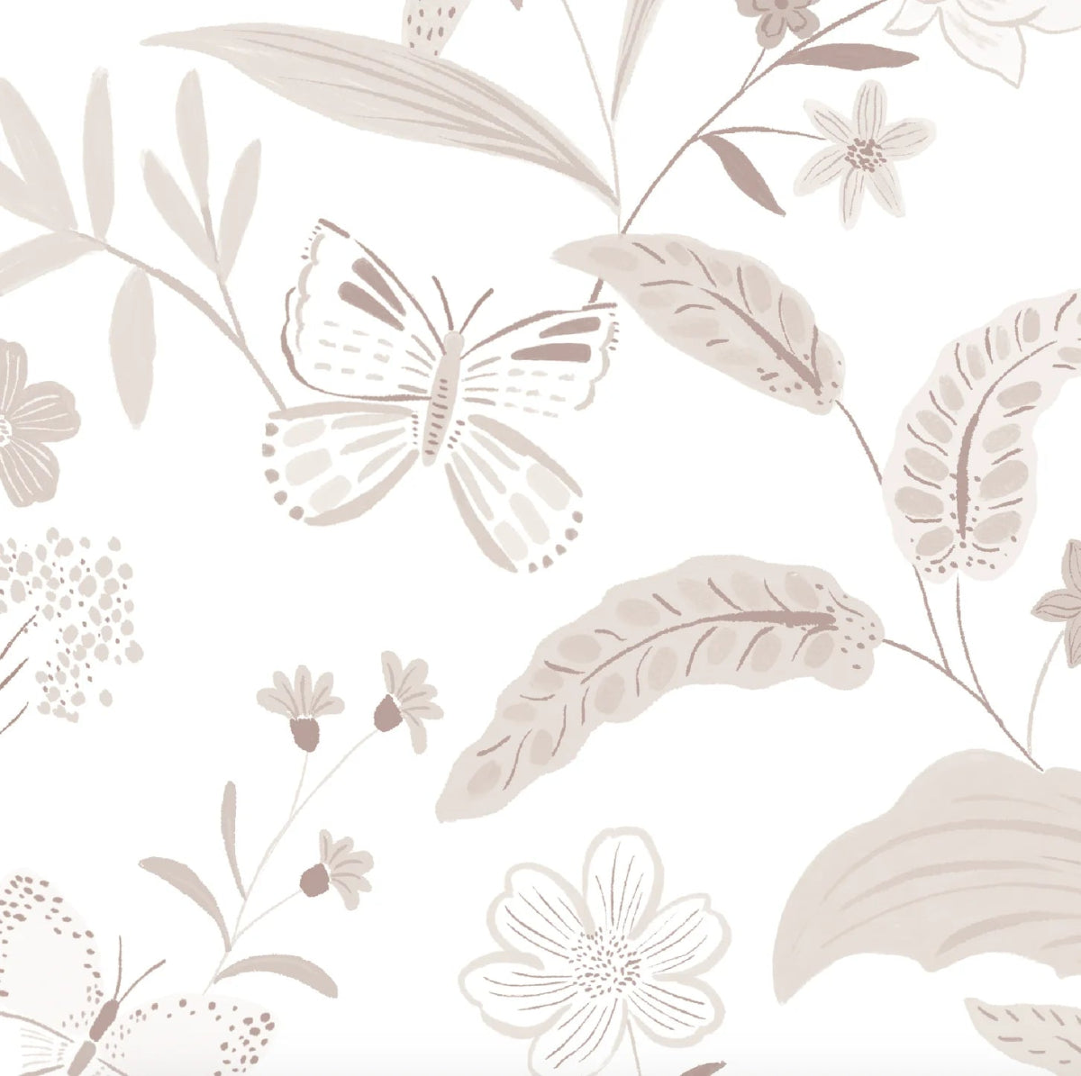 MUNKS & ME-Papier Peint Chambre Enfant à Motif Répété - De Jardin De Papillons | Rose