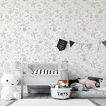 MUNKS & ME-Papier Peint Chambre Enfant à Motif Répété - De Jardin De Papillons | Rose
