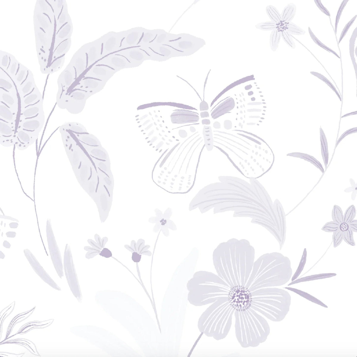 MUNKS & ME-Papier Peint Chambre Enfant à Motif Répété - De Jardin De Papillons | Violet