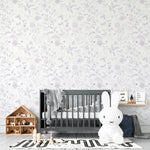 MUNKS & ME-Papier Peint Chambre Enfant à Motif Répété - De Jardin De Papillons | Violet