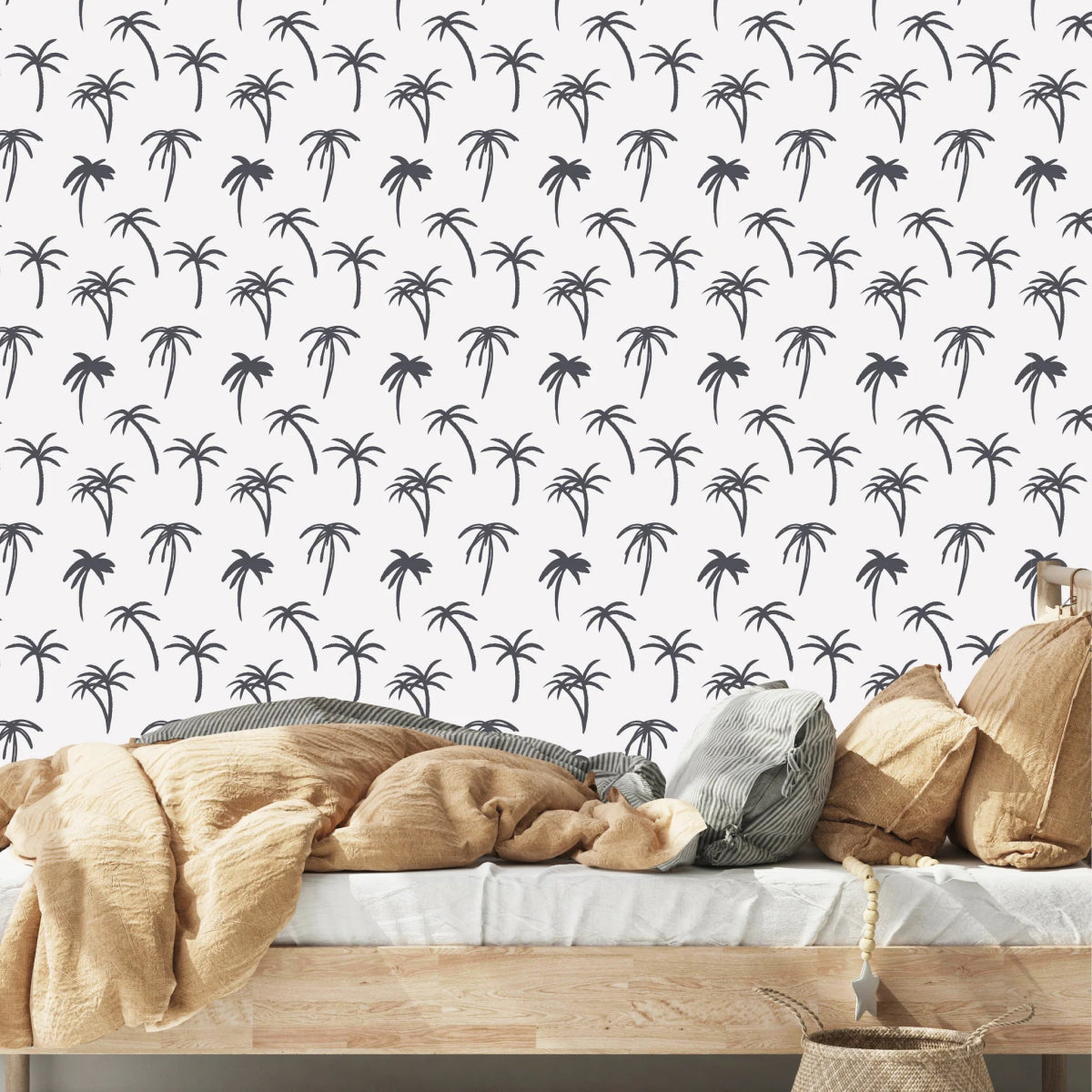 MUNKS & ME-Papier Peint Chambre Enfant à Motif Répété - De Palmier Tropical | Marine