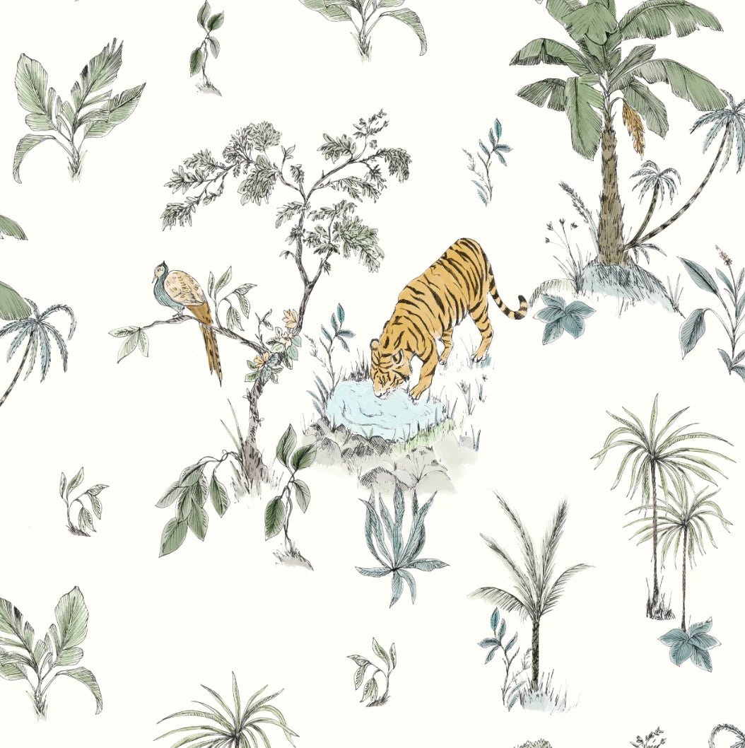 MUNKS & ME-Papier Peint Chambre Enfant à Motif Répété - De Tigre Tropical