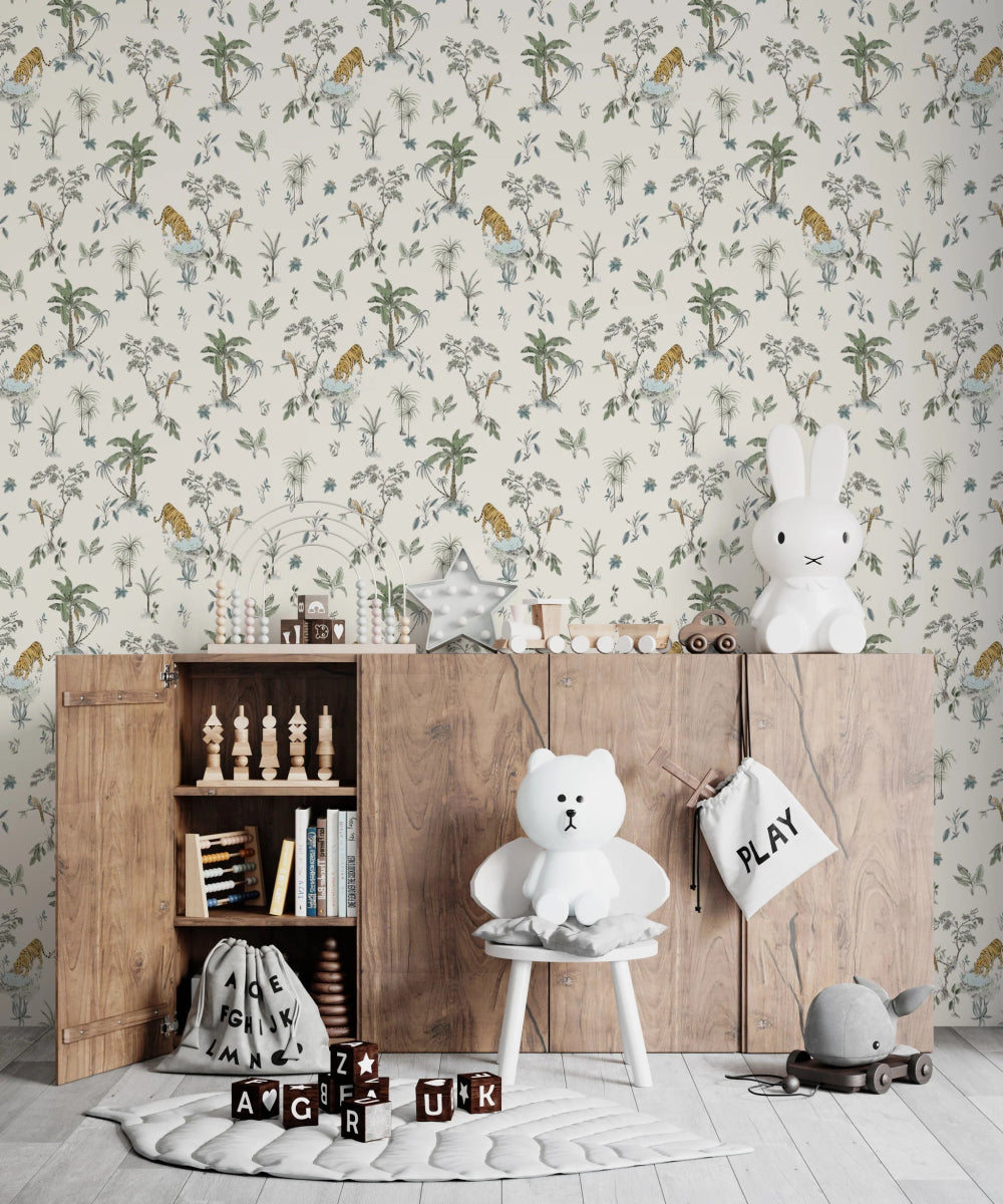 MUNKS & ME-Papier Peint Chambre Enfant à Motif Répété - De Tigre Tropical