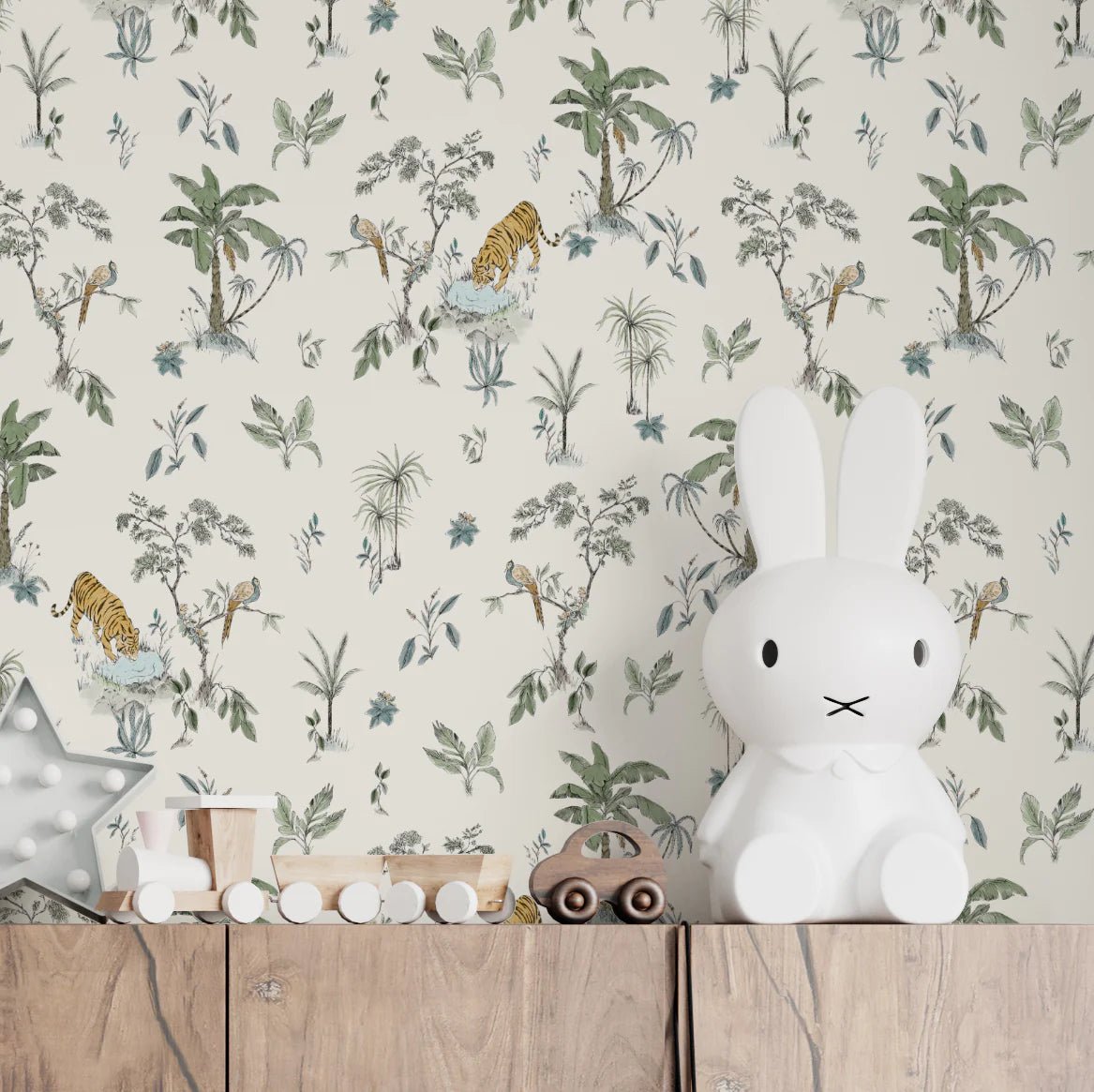 MUNKS & ME-Papier Peint Chambre Enfant à Motif Répété - De Tigre Tropical