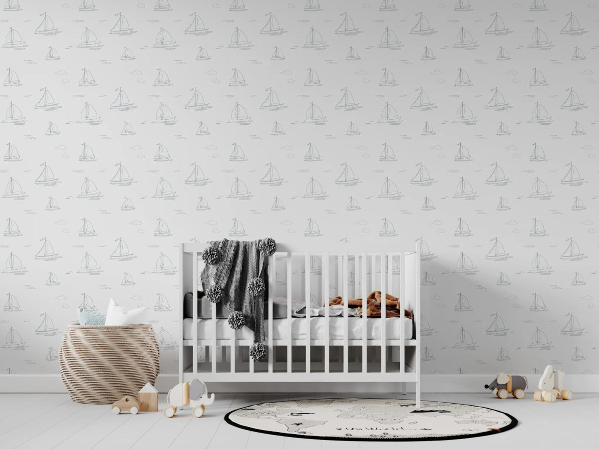MUNKS & ME-Papier Peint Chambre Enfant à Motif Répété - Des Voiliers