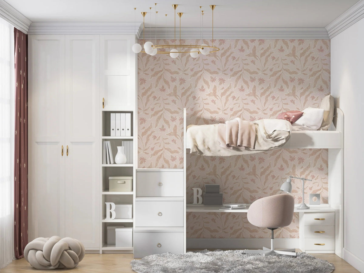 MUNKS & ME-Papier Peint Chambre Enfant à Motif Répété - Elodies Thistle - Sable