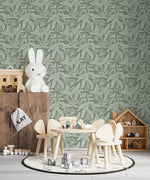 MUNKS & ME-Papier Peint Chambre Enfant à Motif Répété - Elodies Thistle - Sauge