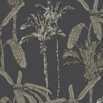 MUNKS & ME-Papier Peint Chambre Enfant à Motif Répété - Ezra Palm Print - Charbon