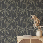 MUNKS & ME-Papier Peint Chambre Enfant à Motif Répété - Ezra Palm Print - Charbon