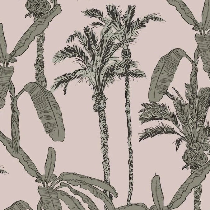 MUNKS & ME-Papier Peint Chambre Enfant à Motif Répété - Ezra Palm Print - Sable
