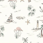 MUNKS & ME-Papier Peint Chambre Enfant à Motif Répété - Flamant Rose En Bord De Mer