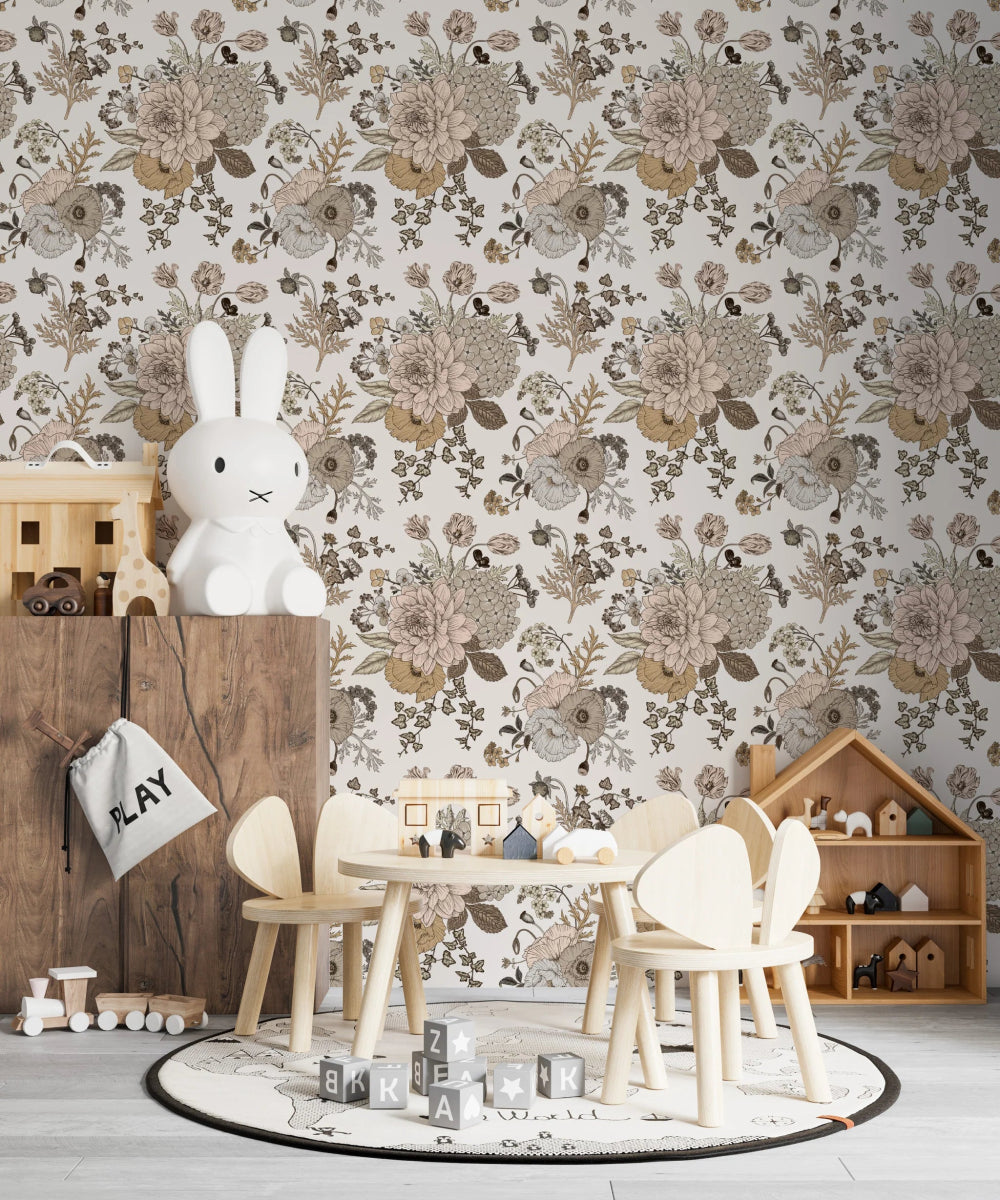 MUNKS & ME-Papier Peint Chambre Enfant à Motif Répété - Floral Adley