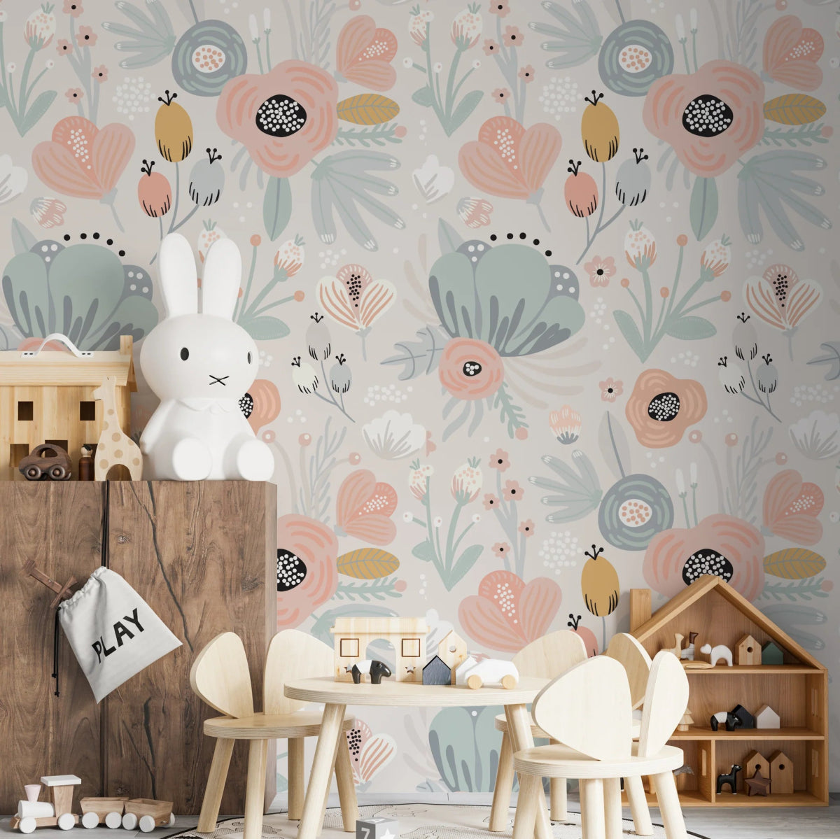 MUNKS & ME-Papier Peint Chambre Enfant à Motif Répété - Floral Betsy