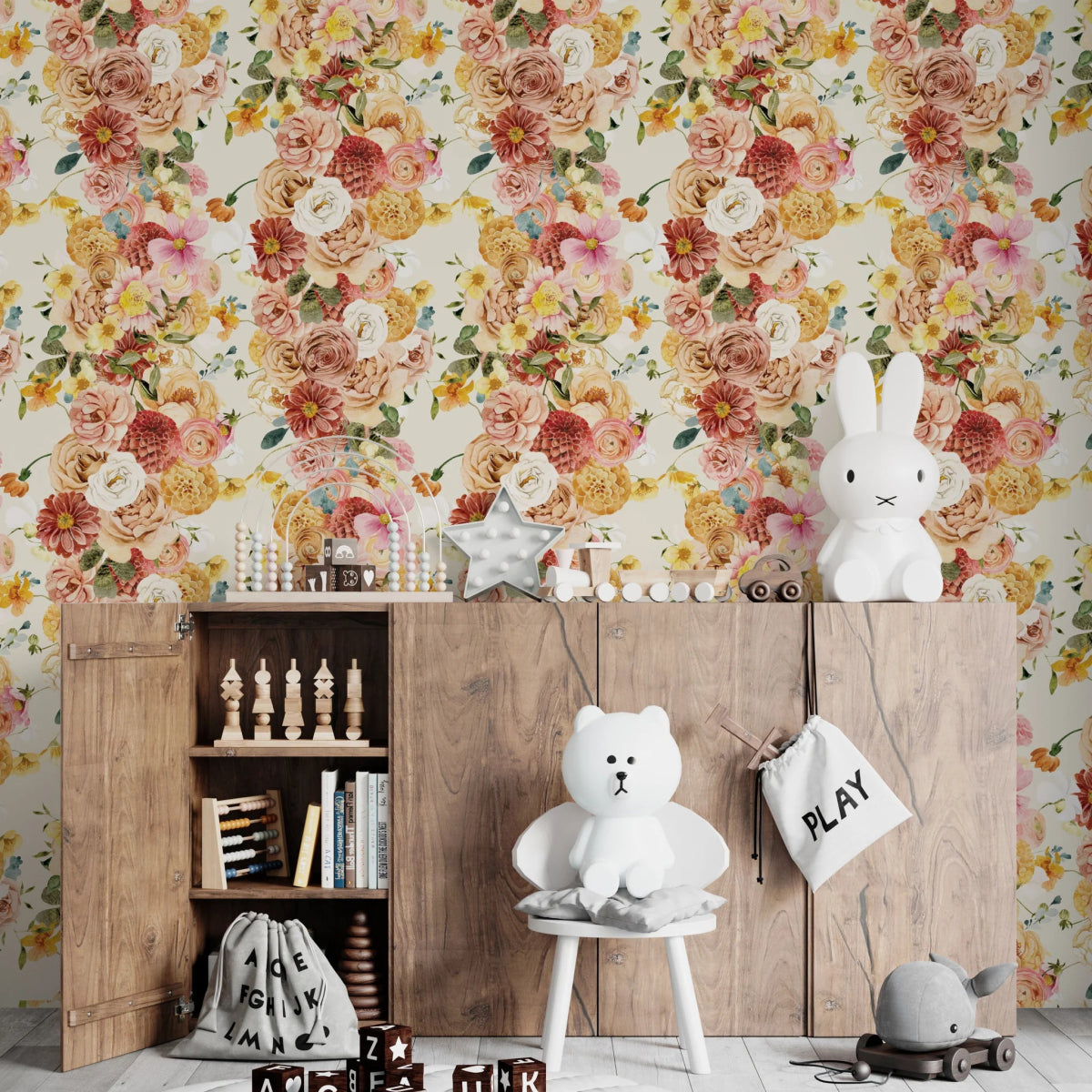 MUNKS & ME-Papier Peint Chambre Enfant à Motif Répété - Floral Blairs