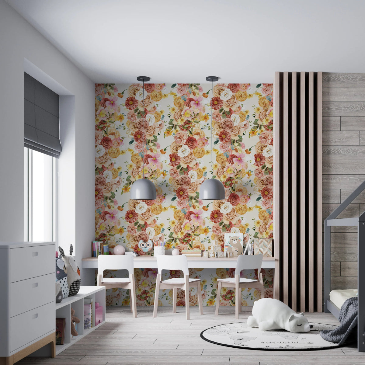 MUNKS & ME-Papier Peint Chambre Enfant à Motif Répété - Floral Blairs