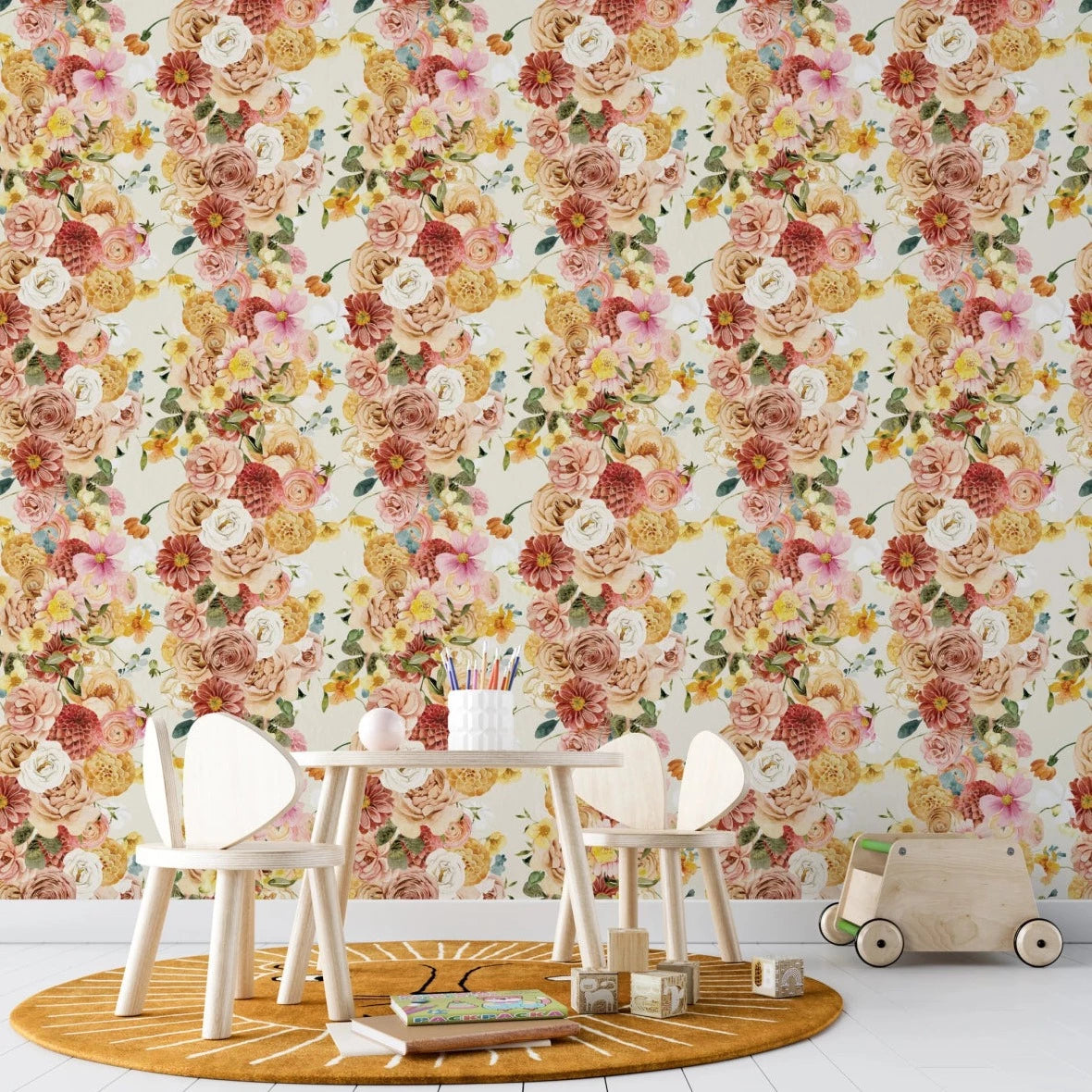 MUNKS & ME-Papier Peint Chambre Enfant à Motif Répété - Floral Blairs