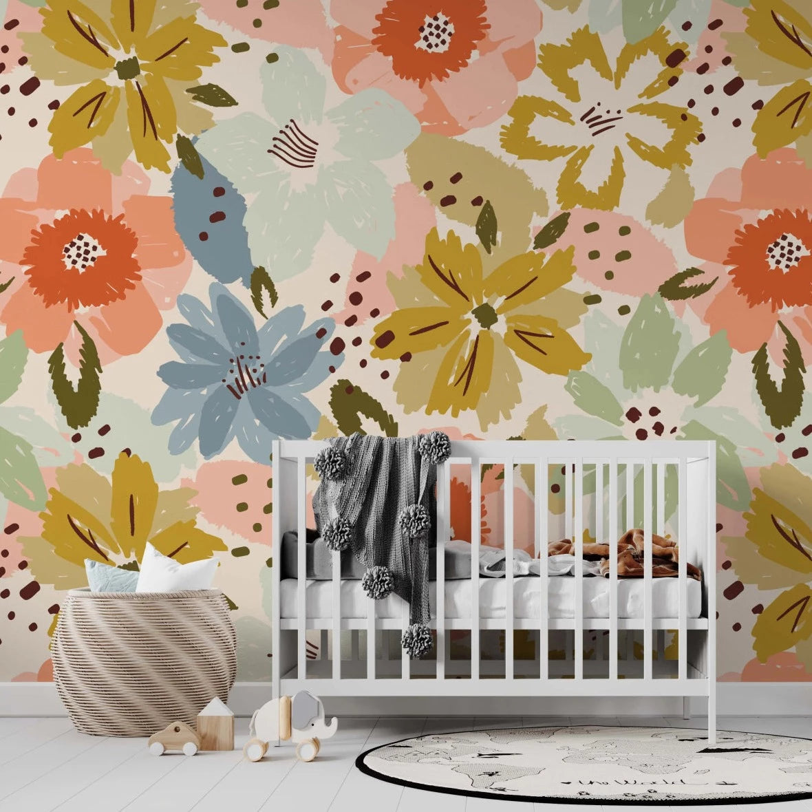 MUNKS & ME-Papier Peint Chambre Enfant à Motif Répété - Floral Penelope
