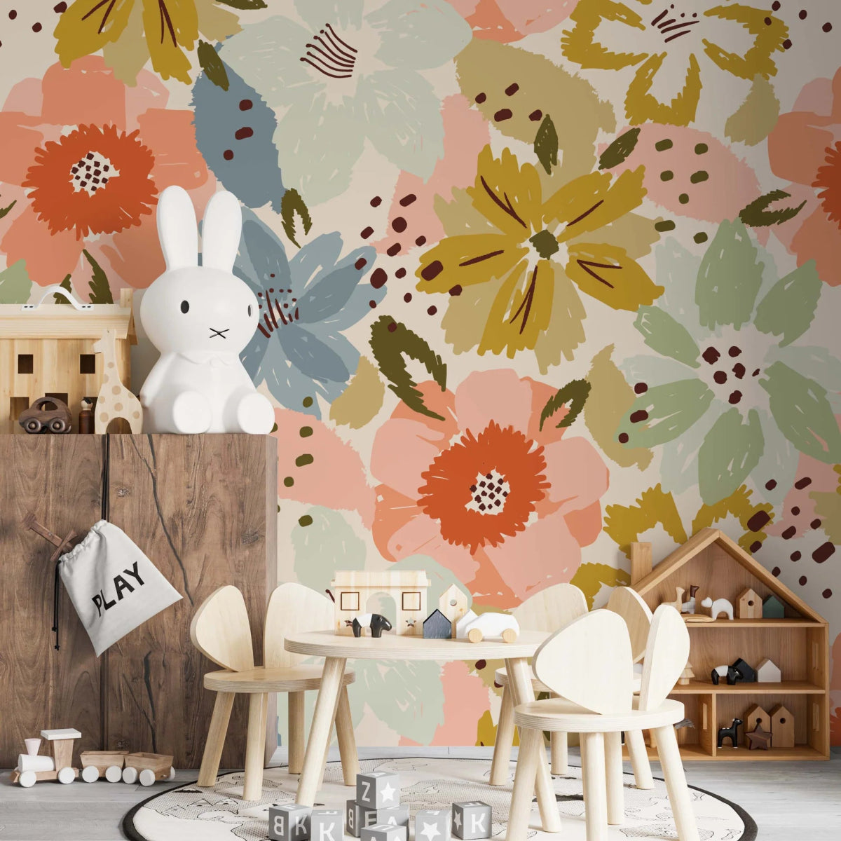 MUNKS & ME-Papier Peint Chambre Enfant à Motif Répété - Floral Penelope
