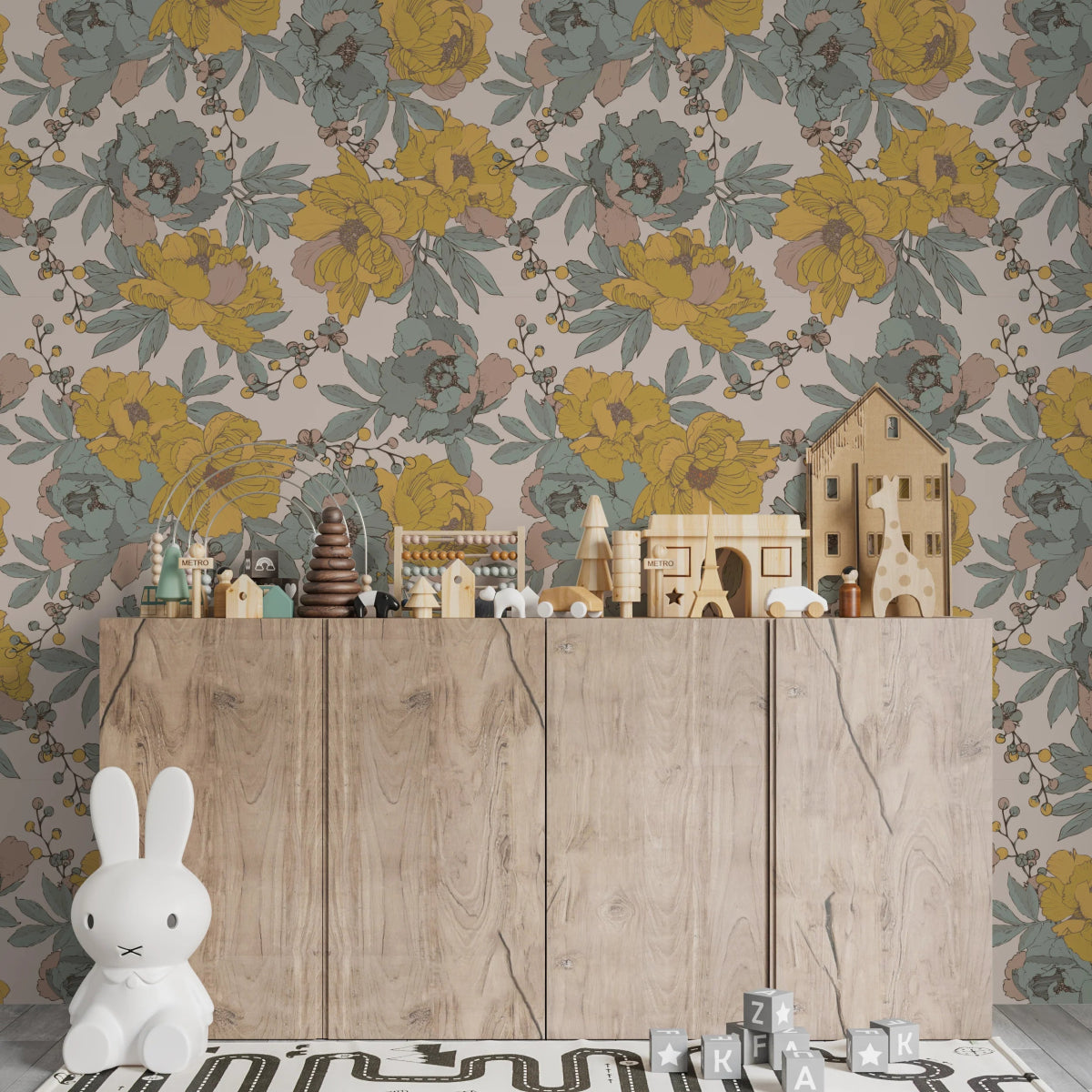 MUNKS & ME-Papier Peint Chambre Enfant à Motif Répété - Floral Wanda