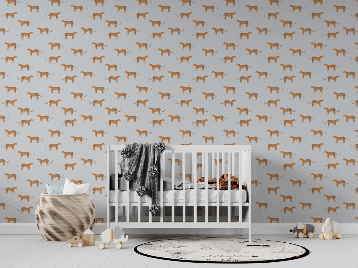 MUNKS & ME-Papier Peint Chambre Enfant à Motif Répété - Goldies Cheetah - Bleu