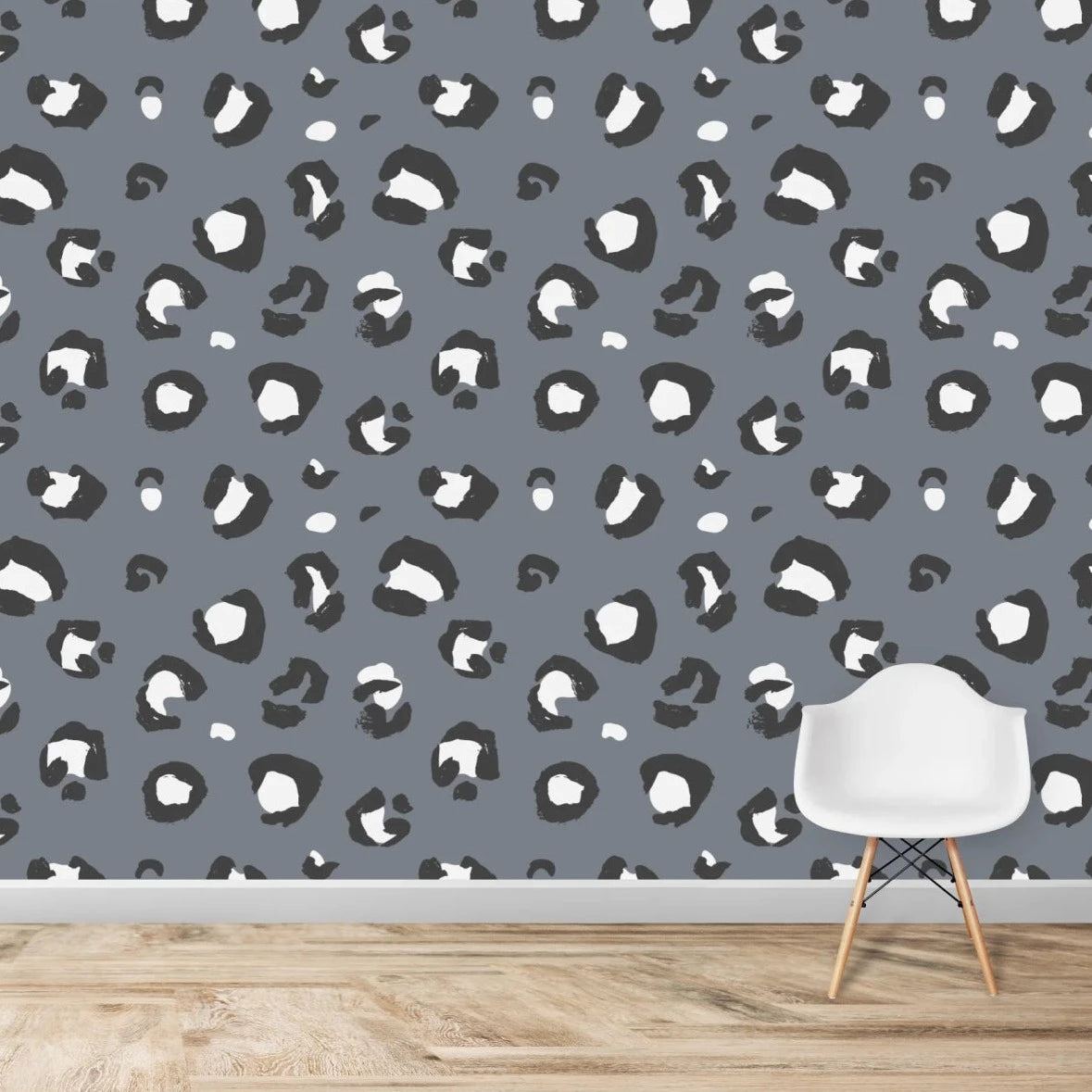 MUNKS & ME-Papier Peint Chambre Enfant à Motif Répété - Imprimé Léopard | Bleu