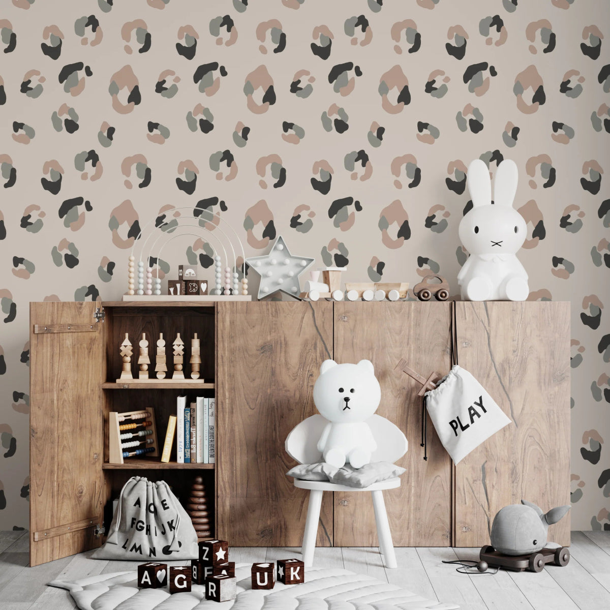 MUNKS & ME-Papier Peint Chambre Enfant à Motif Répété - Imprimé Léopard Yara